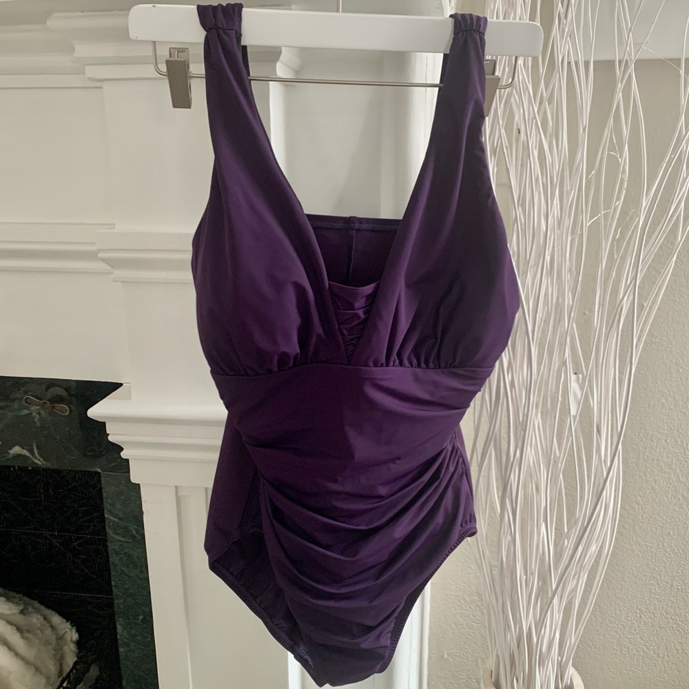 Lands End swimsuit Grecian tummy blackberry - Picture 6 of 7